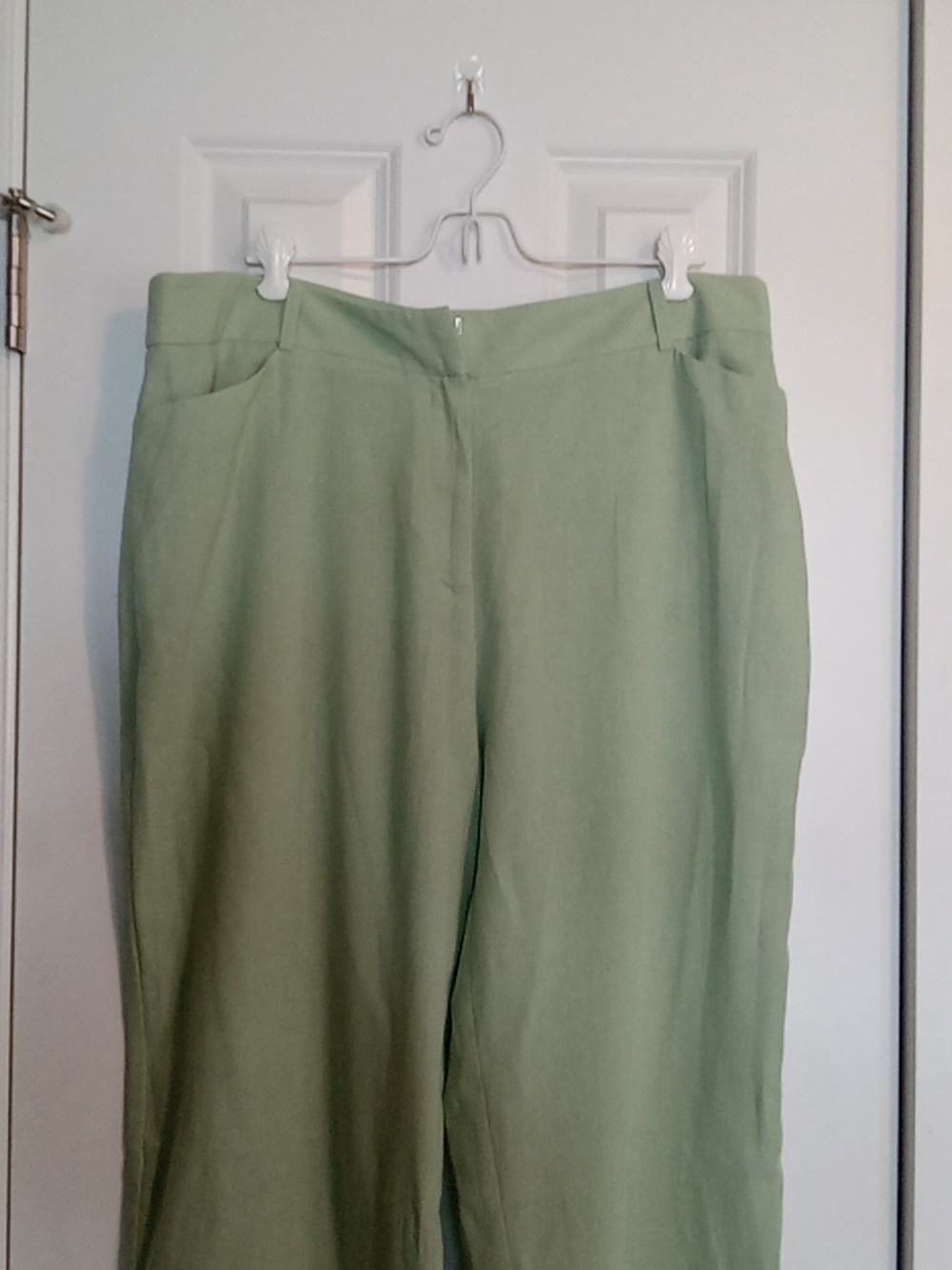 Light Green Women's Linen Dress Pants - Picture 2 of 5